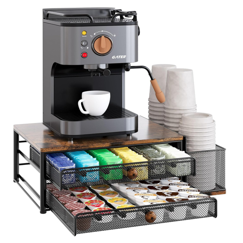 Хранитель для 60 кофейных капсул, двухъярусный, с выдвижным ящиком и корзиной для воды