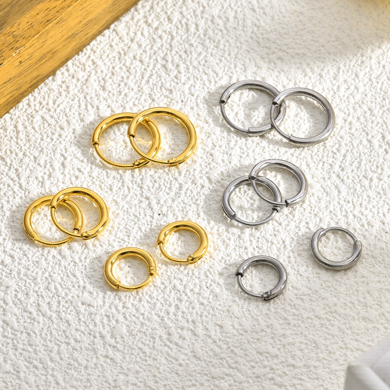 Кольца из нержавеющей стали с вакуумным электропокрытием, универсальные серьги из титана для всех, простые серьги-кольца