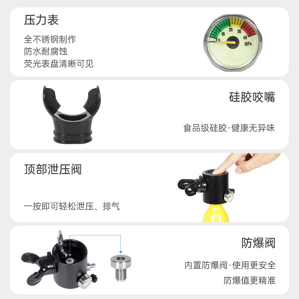 DIDEEP0.5L new scuba mini oxygen bottle diving teaching underwater diving equipment breathing oxygen tank