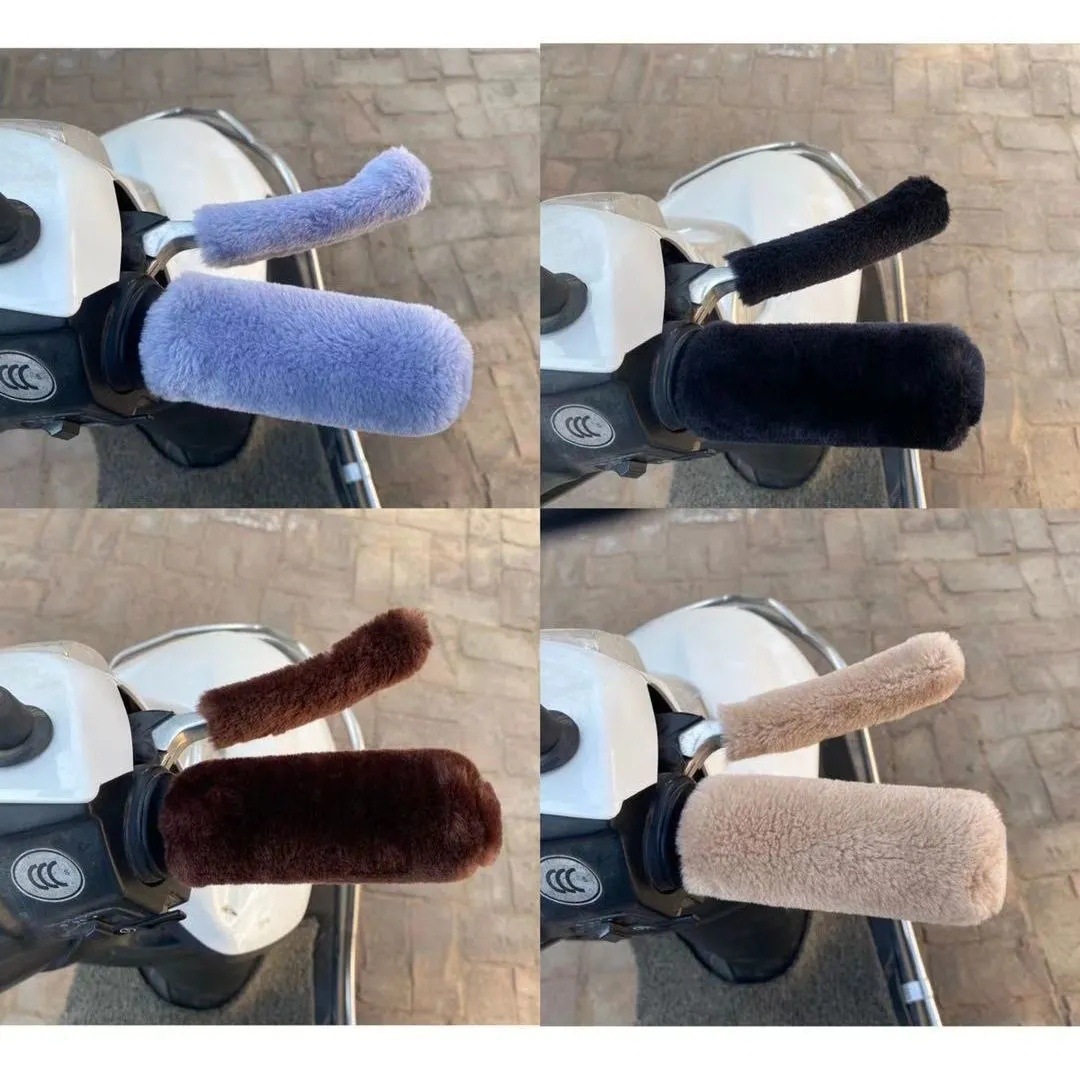 Winter Universal Handlebar Plush Motorcycle Tricycle Imitation Fur Bicycle Particle Velvet Warm Handlebar Gloves Electric Vehicle