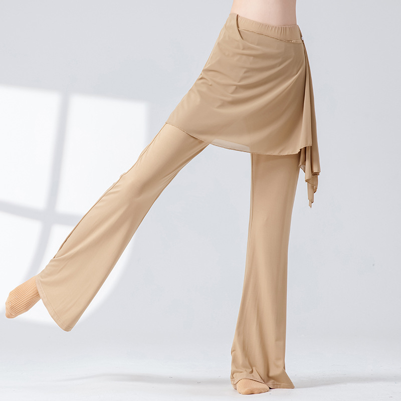 Modern Dance Clothing for Women, New High-Waisted Loose Wide-Leg Pants with Ribbons, Adult Classical Dance Practice Yoga Body Pants