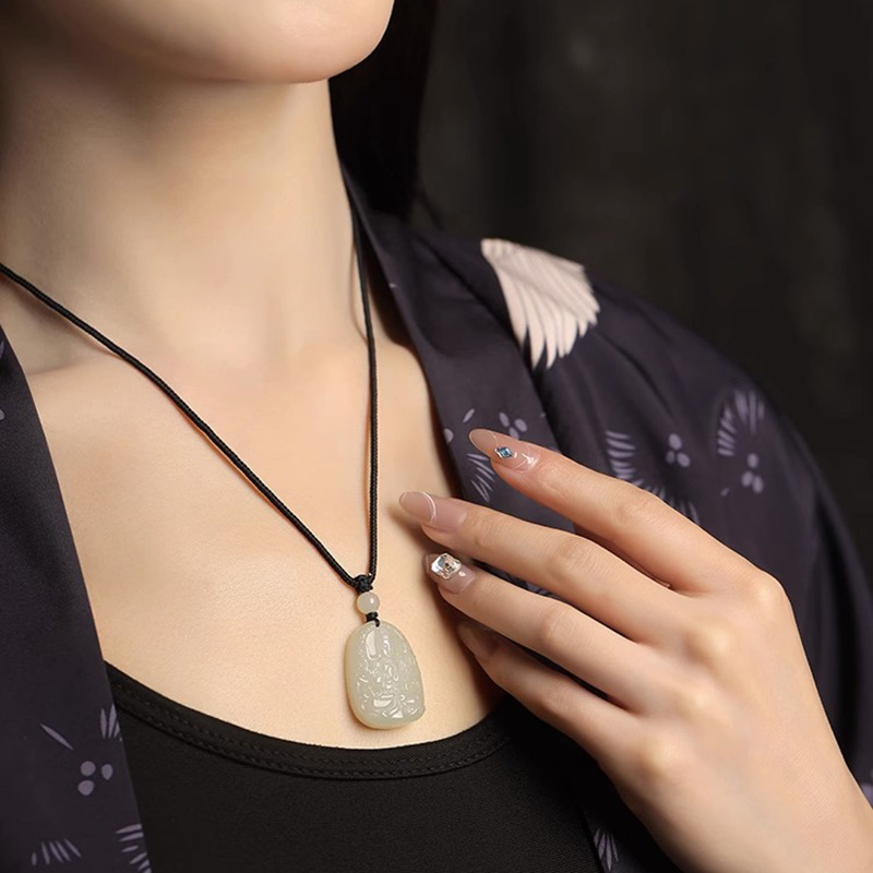 Hotan Jade Benmingfo Small Pendant for Men and Women Jade Pendant Thousand Hands Guanyin Dairi Manjusri Bodhisattva Rabbit Zodiac Patron Saint