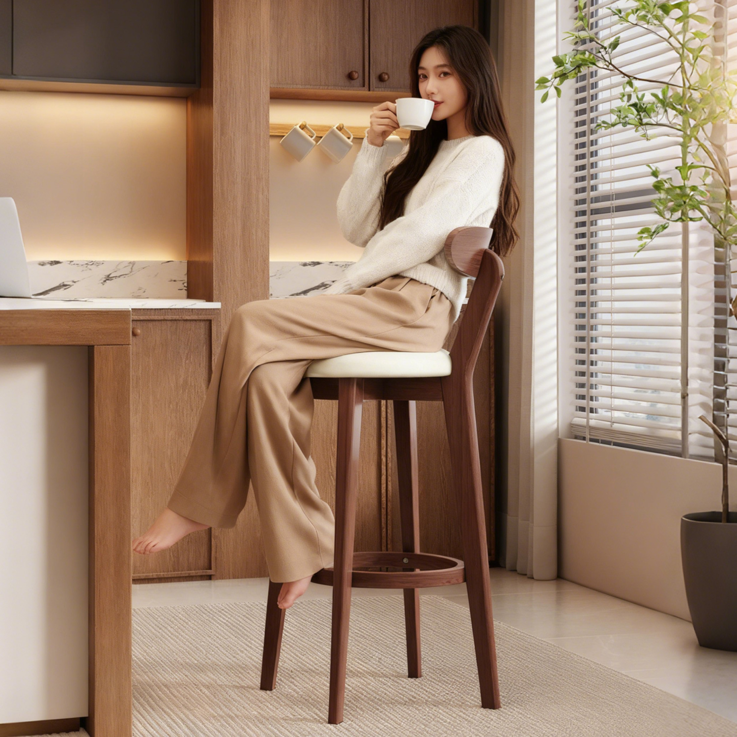 Bar Chair Wooden High Stool Bar Cafe Bar Stool Home High Chair Commercial Silver Table Chair