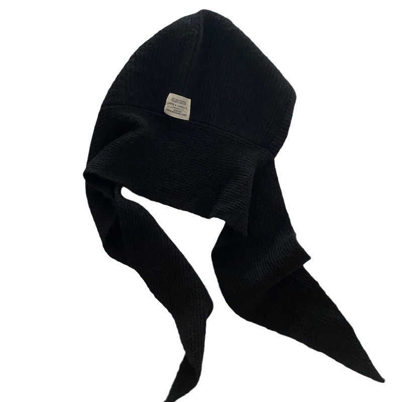 Cross-Border Wool Blend Fashion Shawl Hat Integrated Balaclava Knitted Hat Warm Scarf