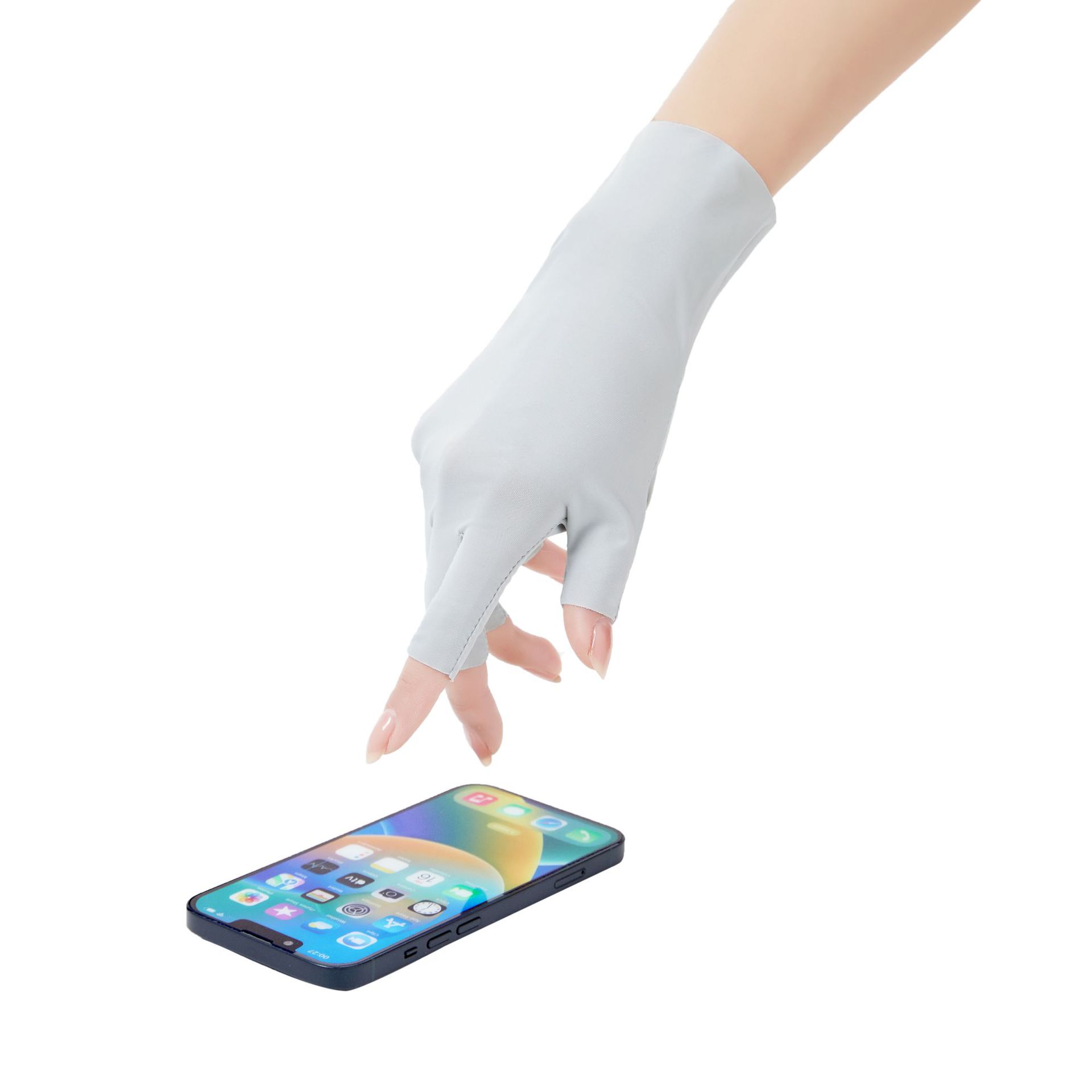 Summer Ice Silk Sun Protection Gloves Women's Nail Art UV Protection Riding Finger Picking Thin Breathable Half Finger Gloves for Men