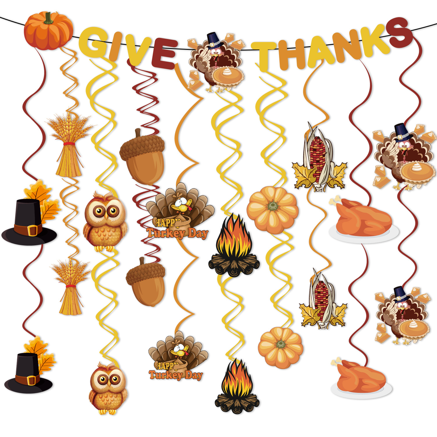 Custom Cross-border Holiday Party Decoration Honeycomb Ornaments Spiral Hanging Ornaments Flag Photo Props Design Custom