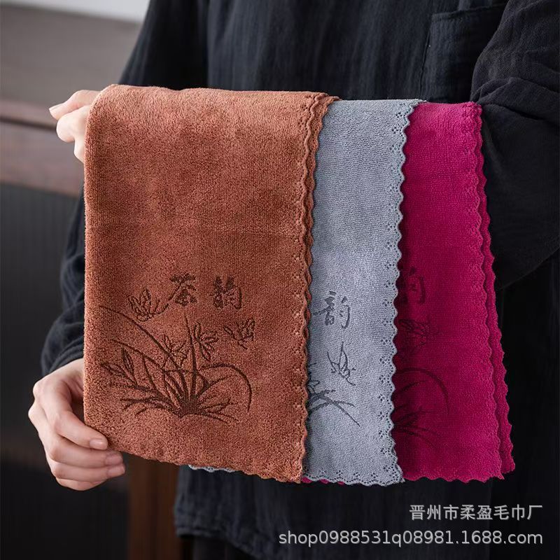 Чайное полотенце чайное полотенце утолщенное мягкое впитывающее полотенце для чайного набора без ворса логотип чайное скатерть квадратное полотенце