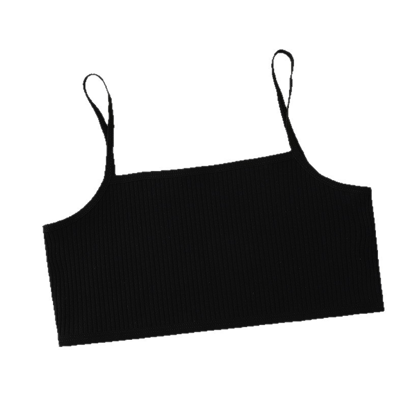 Pure Cotton Girls' Development Camisole Threaded Korean Solid Color Primary School Students' Underwear Anti-bump Base Clothes