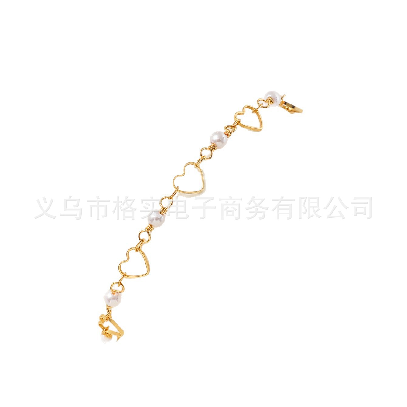 Cross-Border Bohemian Style Cut Out Heart-Shaped Anklet, Normcore Heart Pearl Anklet, Beach Personalized Foot Jewelry