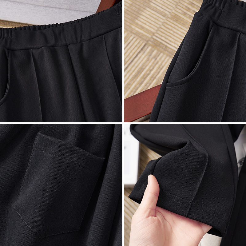 Spring and Autumn New Plus Size Women's Korean Style High Waist Slimming Pants Stretchy Black Pants Extra Large K6238