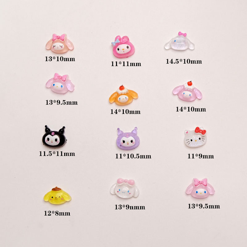 Мультяшные аксессуары для ногтей, Kuromi, кот КТ, большие ушастые кролики, DIY носимые наклейки для ногтей, кремовые клеевые аксессуары, оптовая продажа