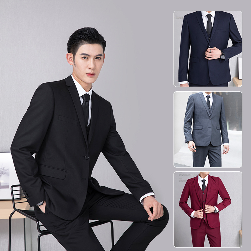 Suit men's Korean-style slim-fit suit for work Korean-style suit team dress bridesmaid business formal wear autumn and winter