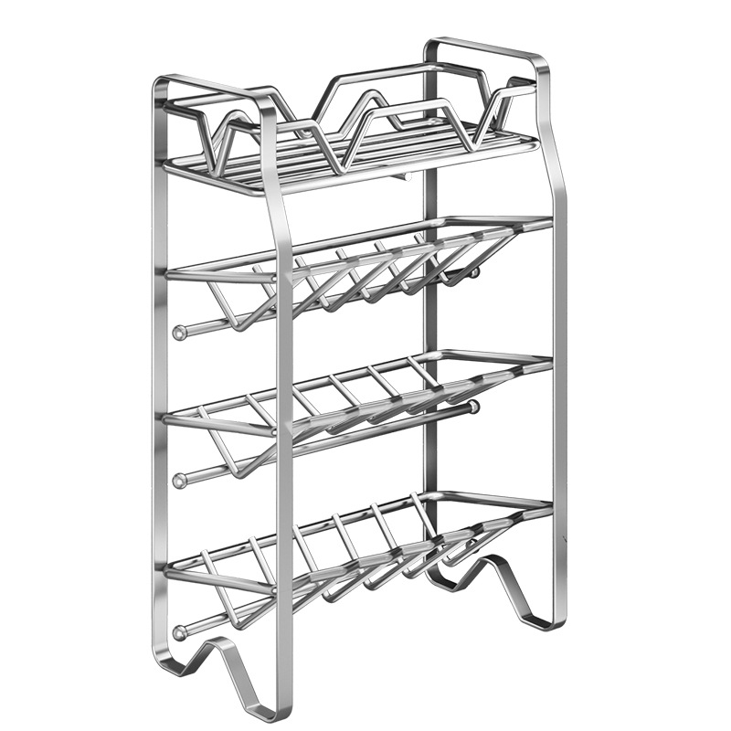 Stainless steel shelf kitchen seasoning rack desktop storage rack installation-free multi-layer storage rack countertop storage rack