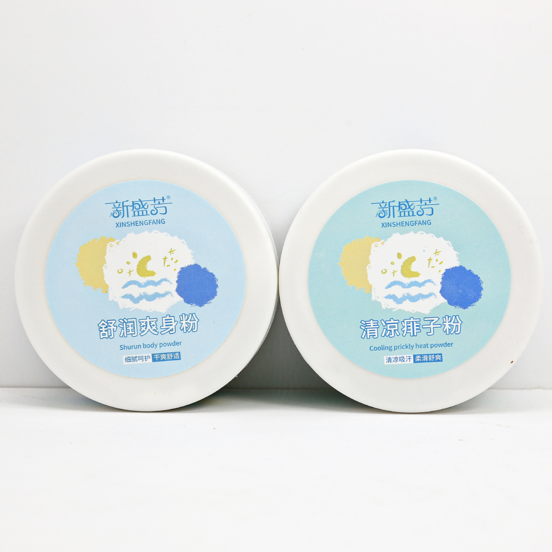 Factory wholesale baby prickly heat powder 150 grams 100 boxes/box new shengfang baby talcum powder prickly heat powder wholesale