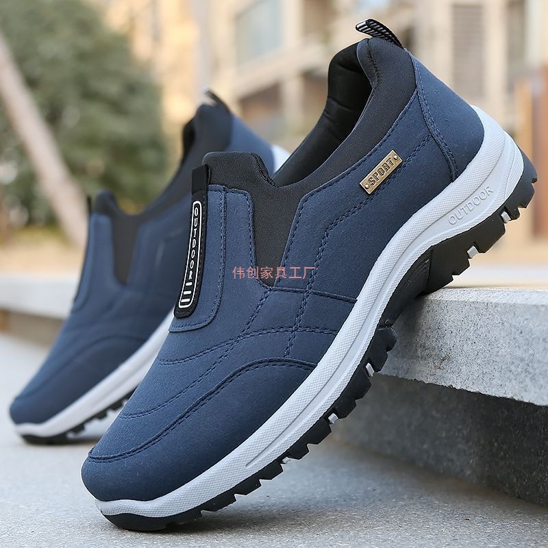 Новые универсальные туфли весной 2025 года, походные туфли с мягкой подошвой, корейский стиль, повседневные нескользящие туфли для мужчин среднего и пожилого возраста