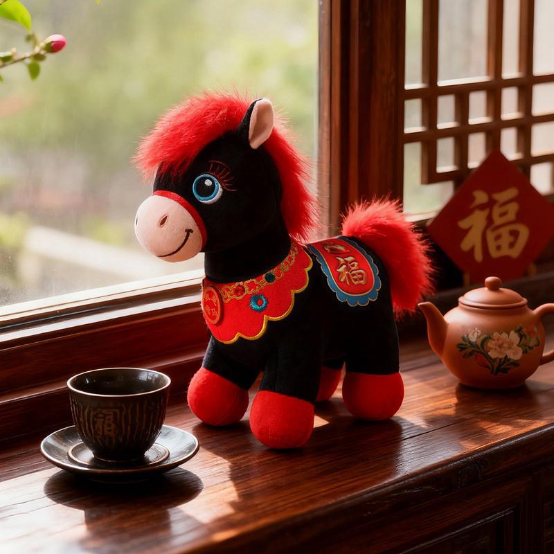 2026 Wholesale Year of the Horse Mascot Plush Toy Get Rich Soon Doll Zodiac Stuffed Animal New Year Gift