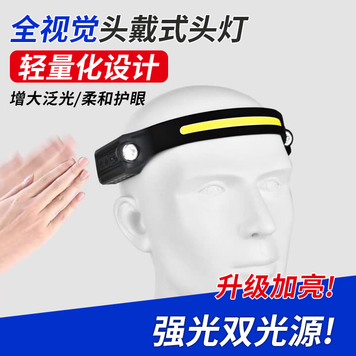 Светодиодный налобный фонарь с силиконовой головкой, USB зарядка, для активного отдыха, мощный свет