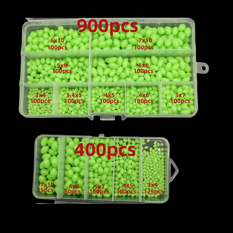 400/900 pieces bait olive beads fluorescent night light plastic fish bait beads suit with anti-collision beads