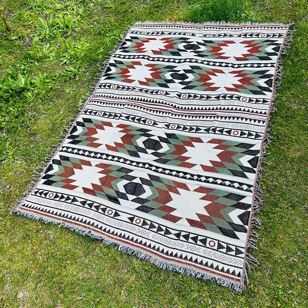 Ready-Made Line Blanket, American-Style Outdoor Camping Blanket, Bohemian Ethnic Style Picnic Mat, Sofa Blanket, Versatile Tapestry, Throw Blanket