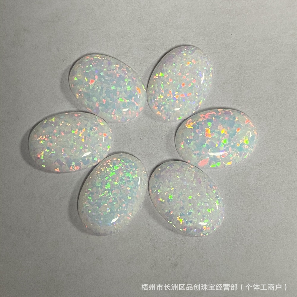 Opal Created Opal Hot-Selling Colorful Flat-Bottomed Ring Surface Synthetic Opal Loose Stone Wholesale