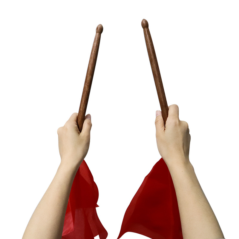 Mahogany Waist Drum Sticks Solid Wood Drum Sticks for Children and Adults Waist Drum Sticks Square Dance Red Ribbon Durable Professional Drum Hammer