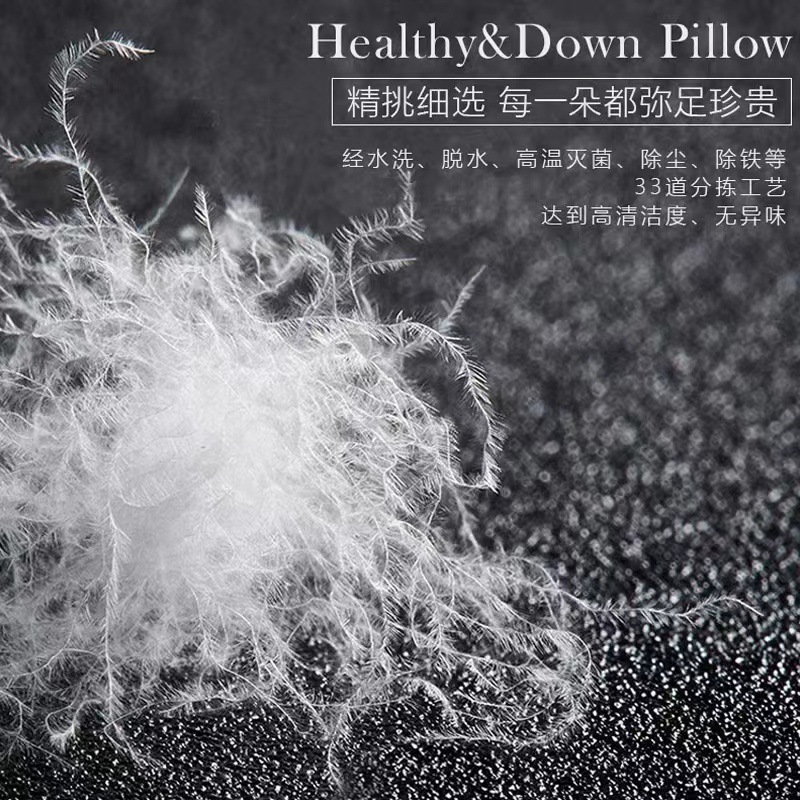 Hotel All-Cotton down Pillow, White Goose down Pillow Core, Single Pillow, Pair for Home Use, Wholesale, Same Style as Hotel