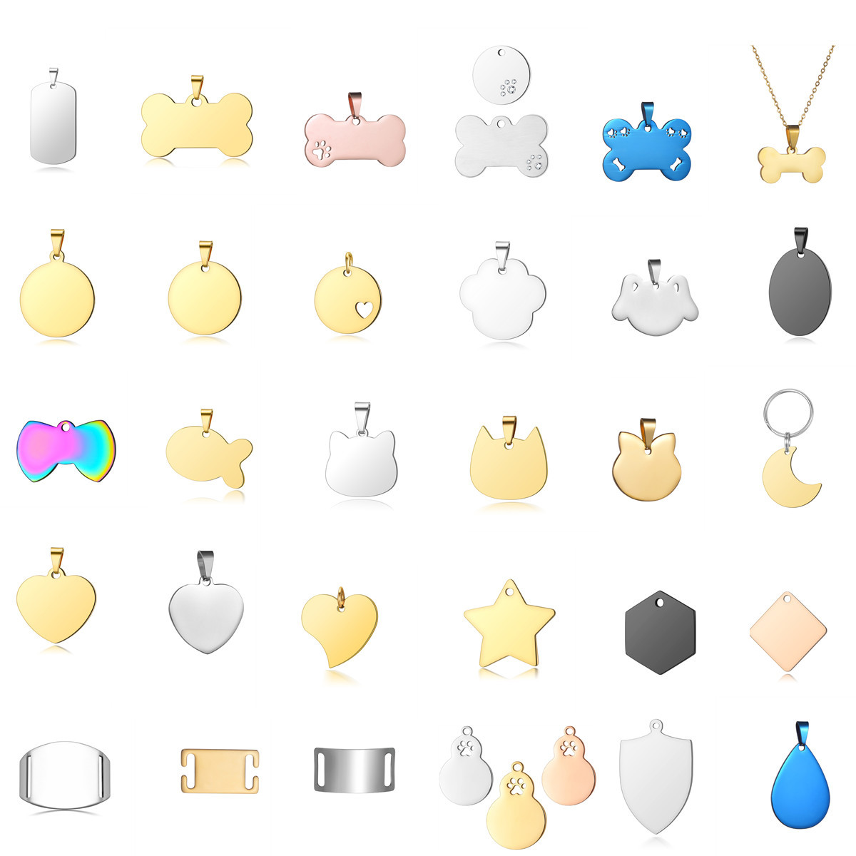 Stainless steel cat tag dog tag love card claw-shaped card titanium steel lettering tag diy pet anti-loss card special-shaped card