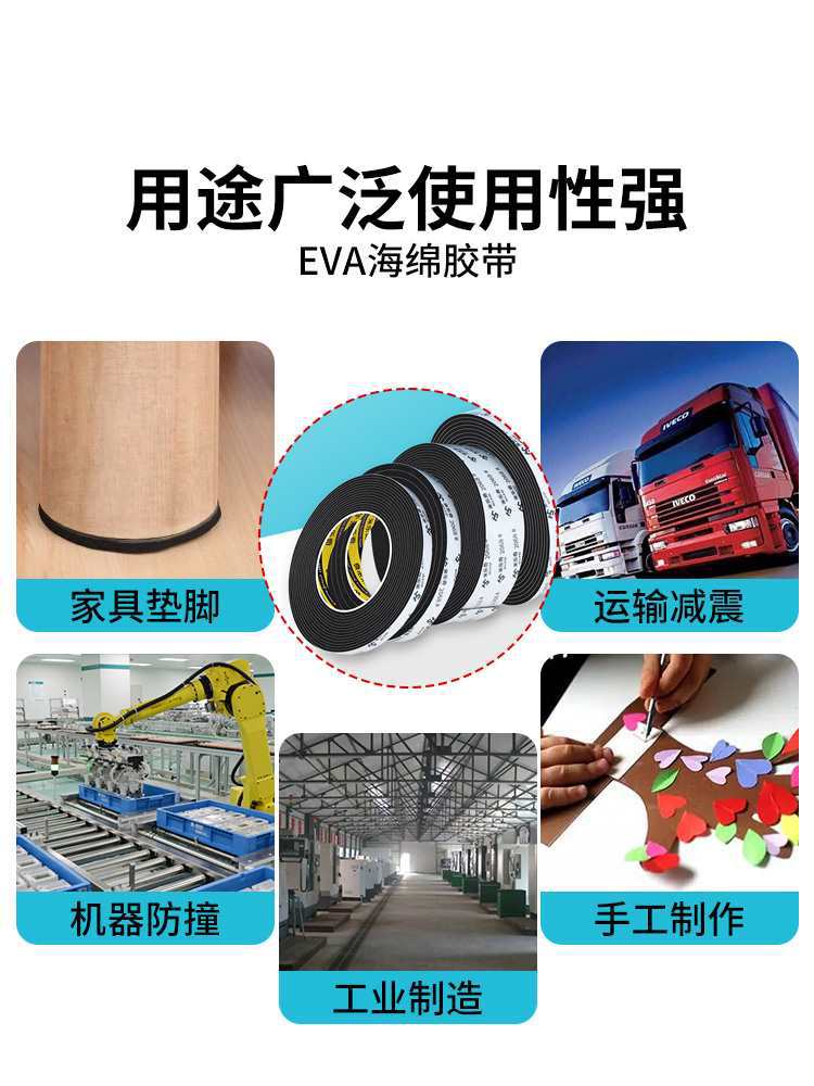Anti-Collision Strip Single-Sided Adhesive Eva Black Sponge Anti-Collision Soft Bag Silicone Foam Table Edge Corner Protection