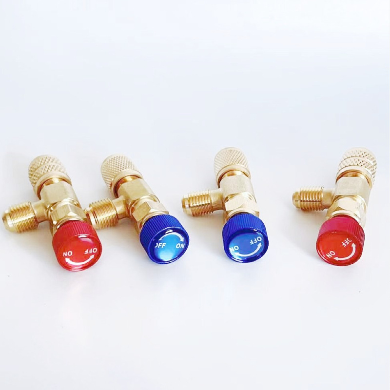 Air Conditioning Fluoride Safety Valve Red and Blue R22 to R410A/R32 Liquid Filling Open Valve Refrigeration Tool Available for New Energy