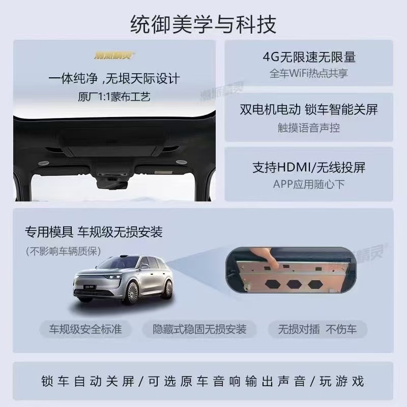 Ceiling-Mounted Tv for M8, Trendy Brand Elf M8 Rear Entertainment Screen Modification and Upgrade