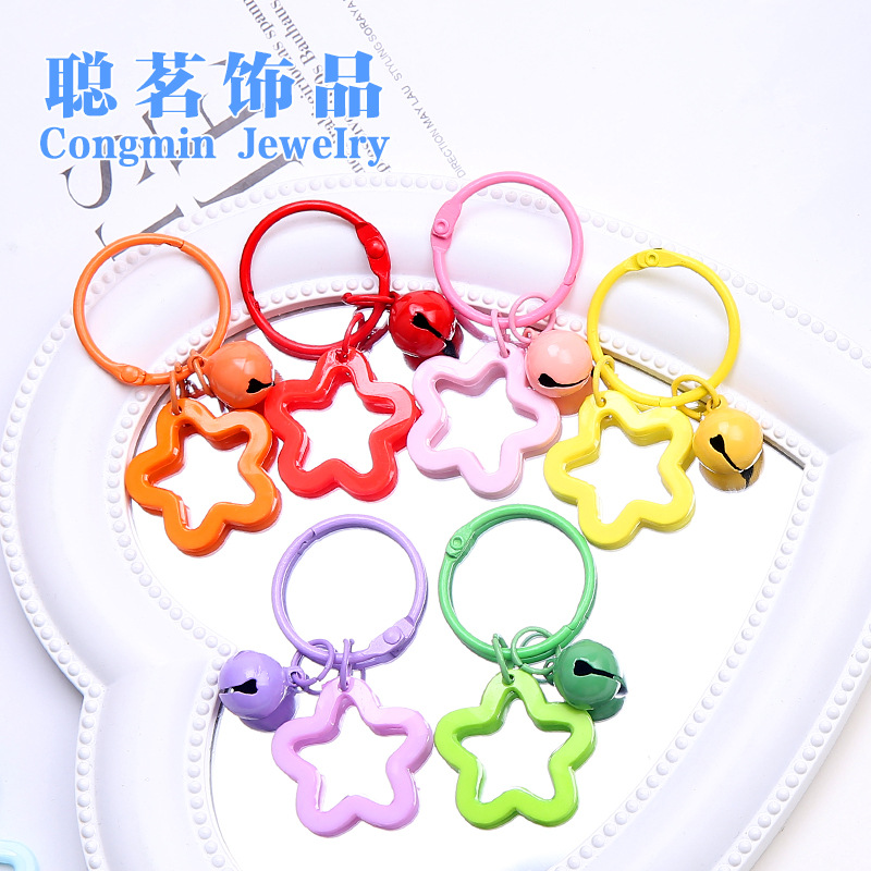 Colorful Five-pointed Star Acrylic Keychain Pendant Dopamine Headphone Set Pendant Small Fresh Couple Bag Decoration