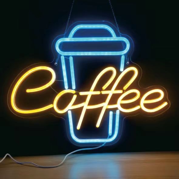 Cross-Border Led Neon Coffee Coffee Light Sign Bar Room Decoration Letters Atmosphere Light Background Billboard