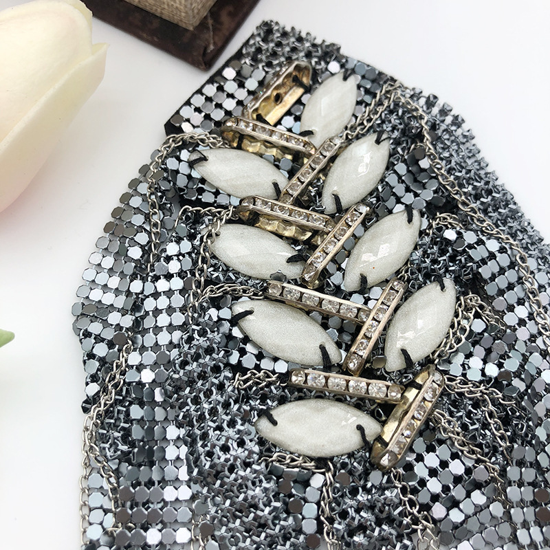 Korean Style Improved Luxury Super Flash Full Rhinestone Tassel epaulettes Brooch Stage Exaggerated Dress Accessories MC Suit