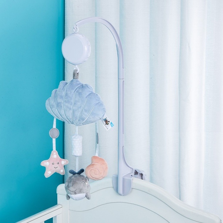 A2 Crib Bell Universal Bracket Toy with Music Box 3 Sections 60cm Baby Rattle Hanger Universal for Large and Small Beds
