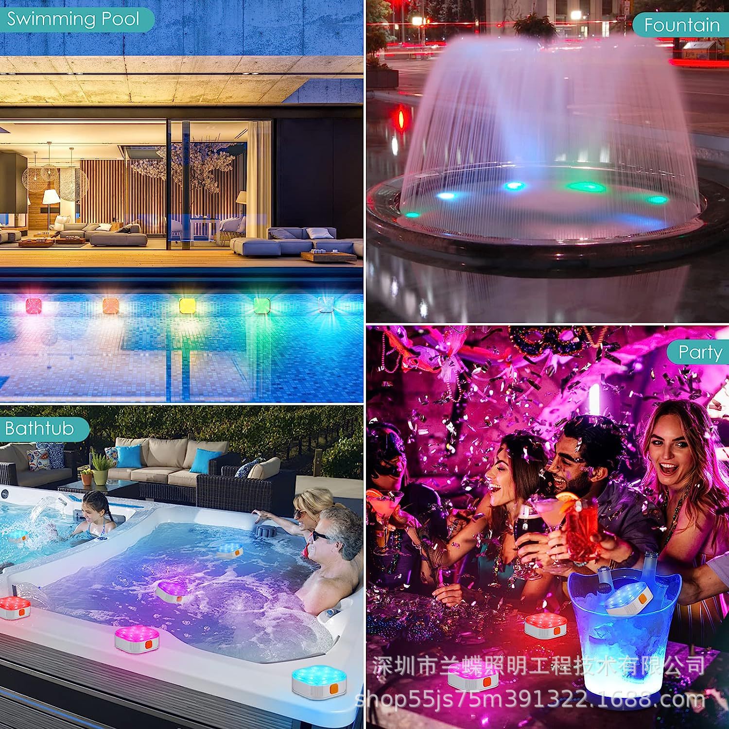 Amazon's New Cross-Border Hot Model Ip68 Snap-On Swimming Pool Light Diving Light Bathtub Led Light Bathtub Light Private Model