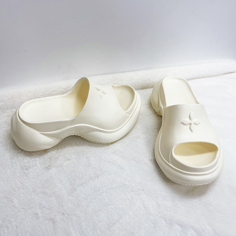 Smfk Same Style Thick-Soled Slippers for Women, 2025 New Cross-Pattern Height-Increasing Open-Toe Women's Slippers, Internet Celebrity Platform Shoes