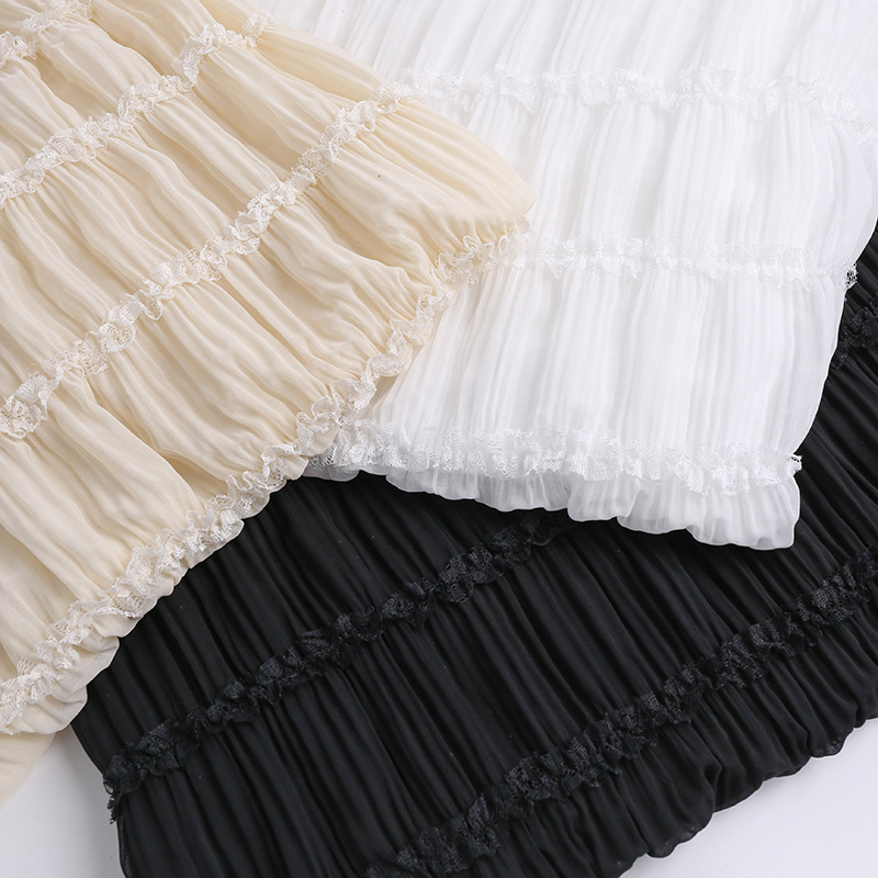 Spring and Summer Striped Stretch Pleated Chiffon Embroidered Fabric Women's dress Hook Embroidered Fabric Wedding Dress Fabric