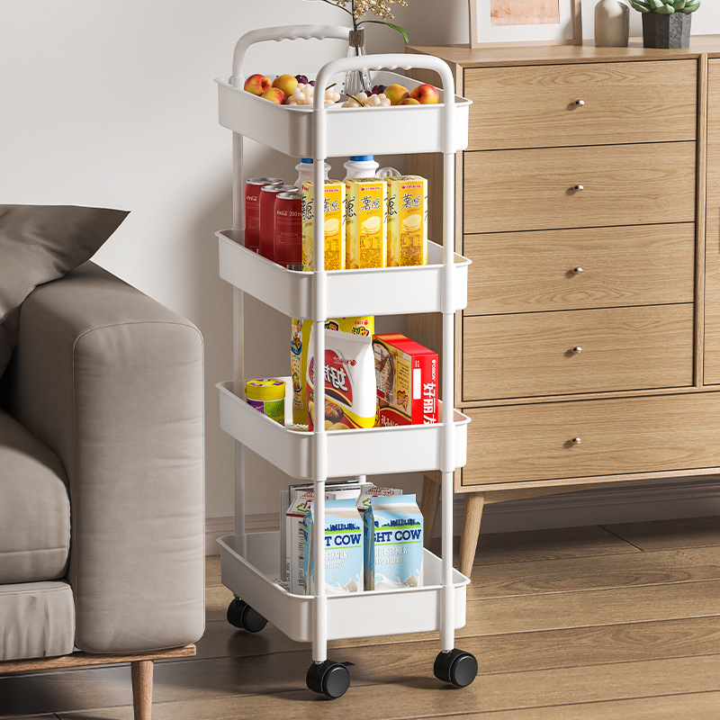 Trolley Storage Rack Kitchen Floor-Standing Bedroom Multi-Layer Baby Snacks Bathroom Storage Rack Space-Saving