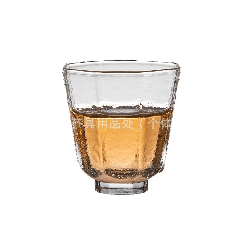 Japanese-Style Hammered Tea Set Handmade Heat-Resistant Glass Vertical Pattern Small Cup Tea Cup Coffee Cup Kung Fu Tea Cup