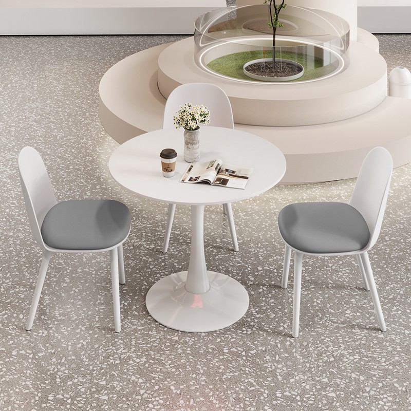 Simple Office Reception Table and Chairs, Reception and Negotiation Table and Chair Combination, Milk Tea Shop Rest Area, Balcony Small Round Table and Dining Chairs