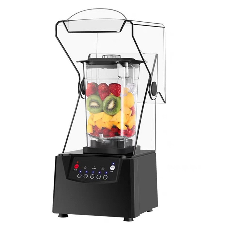 Commercial Soundproof Cover Blender Smoothie Ice Crusher Milk Tea Shop Food Processor Silent Mixer Smart Juicer Juice Machine
