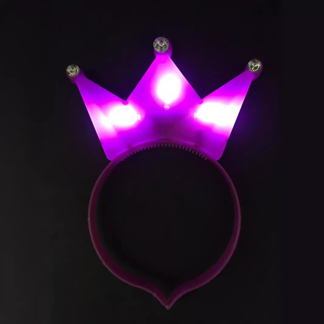 Luminous Crown Headband Flashing 3-Light Crown Headband with Rhinestones Crown Headband Hair Accessory Concert Supplies Led