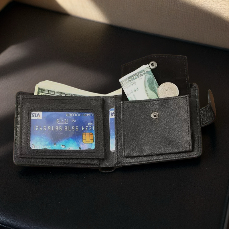 Factory wholesale men's wallet PU leather short foreign trade cross-border zipper buckle wallet new wallet coin purse