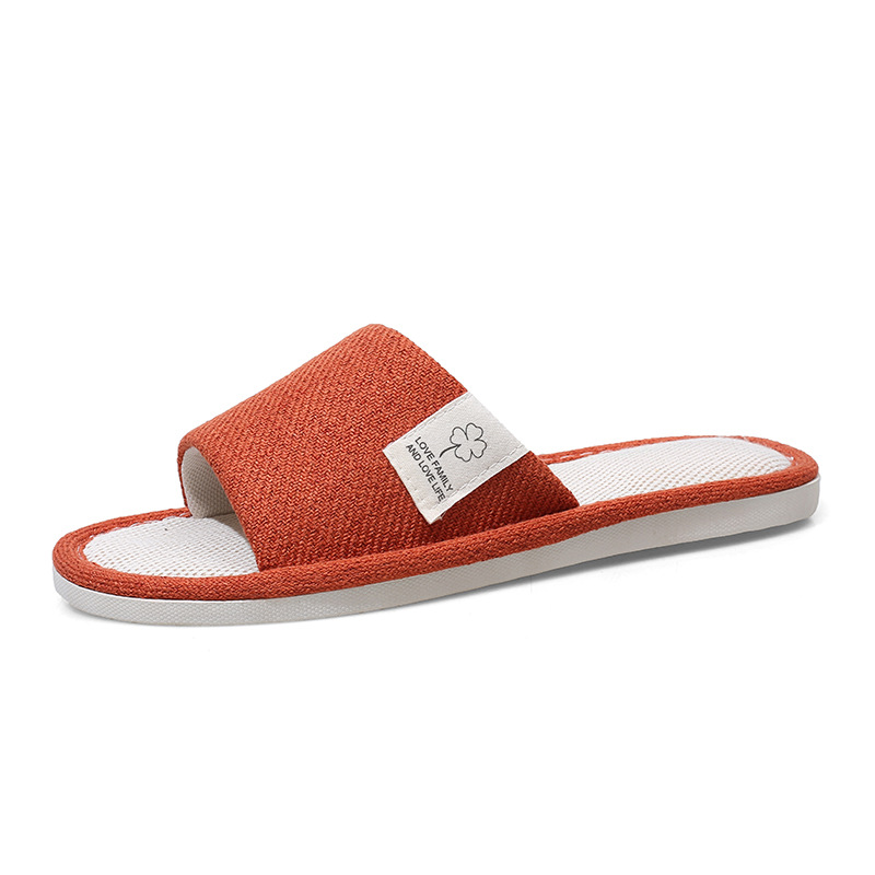 Linen home slippers soft bottom mute breathable fabric slippers four seasons hospitality non-slip indoor linen slippers linen