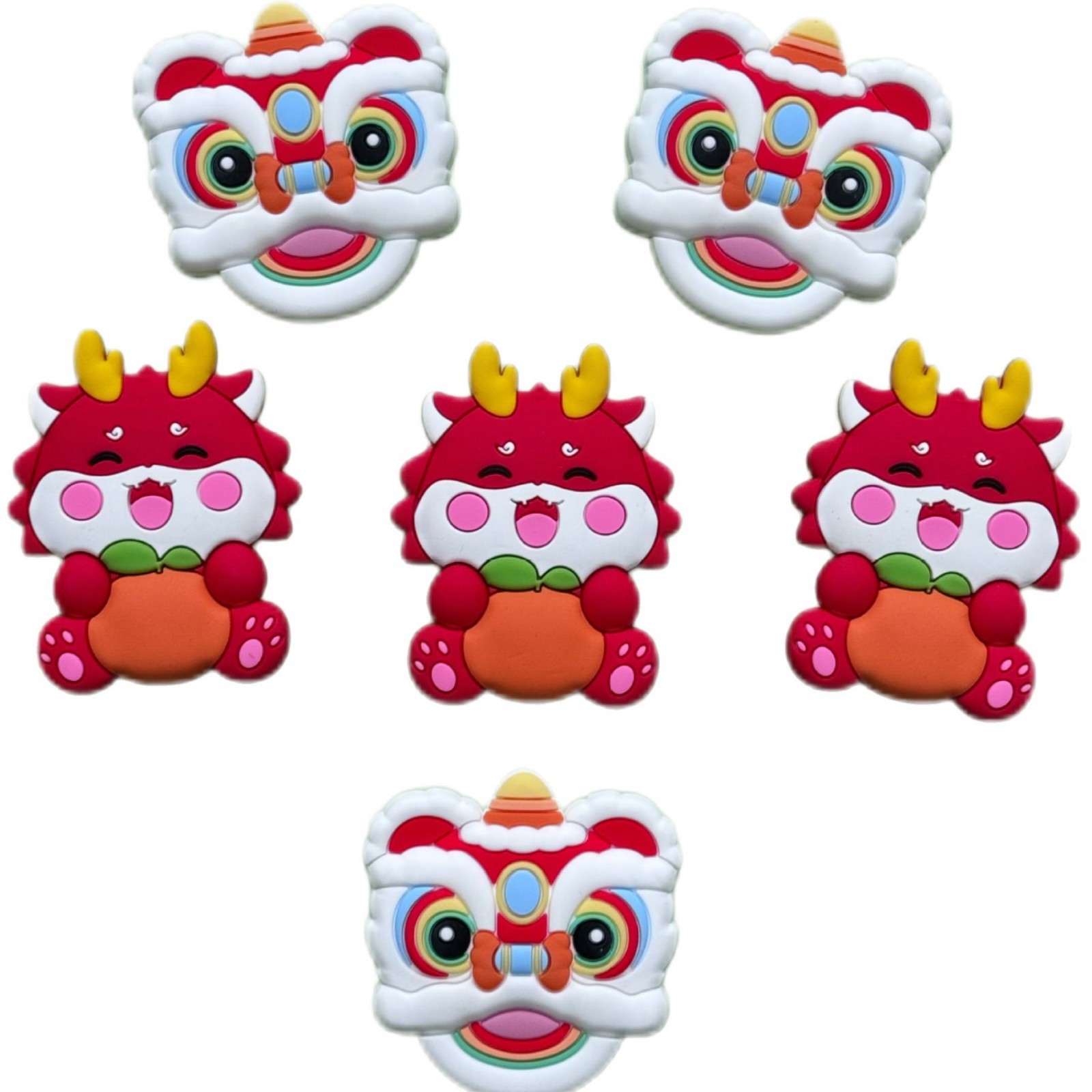 Festive Dragon Treasure Lion Head Jewelry Accessories Mobile Phone Shell Accessories PVC Soft Adhesive Patch Jewelry Accessories Factory in stock