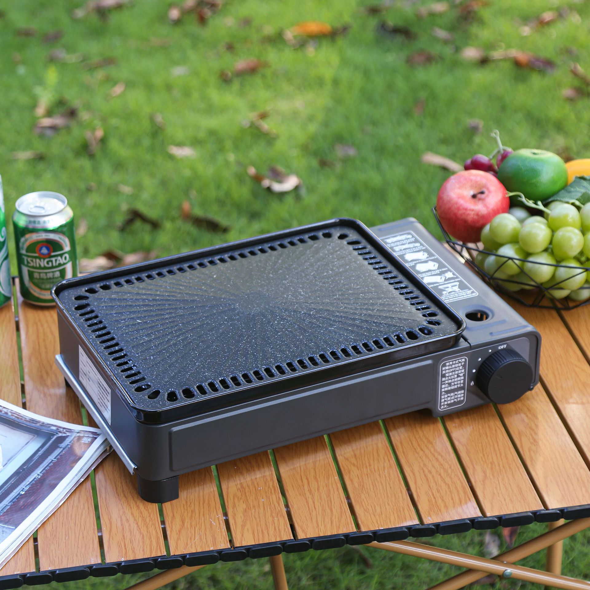 Cassette Stove Multifunctional Outdoor Camping Style Windproof Barbecue Stove Household Barbecue Plate Barbecue Stove Picnic Portable Gas