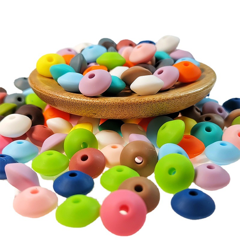 Abacus Silicone Beads 12mm Handmade Baby Teether Milk Accessories Abacus Beads Silicone Colorful Beads Wholesale