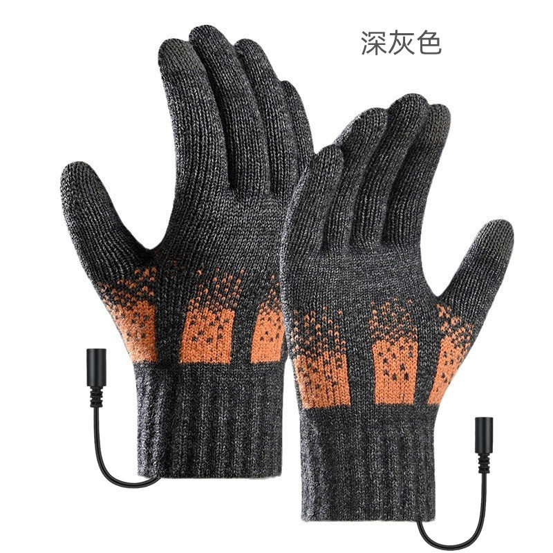 USB Heated Gloves Charging Heating Gloves Winter Warm Knitted Full Finger Gloves for Indoor Outdoor