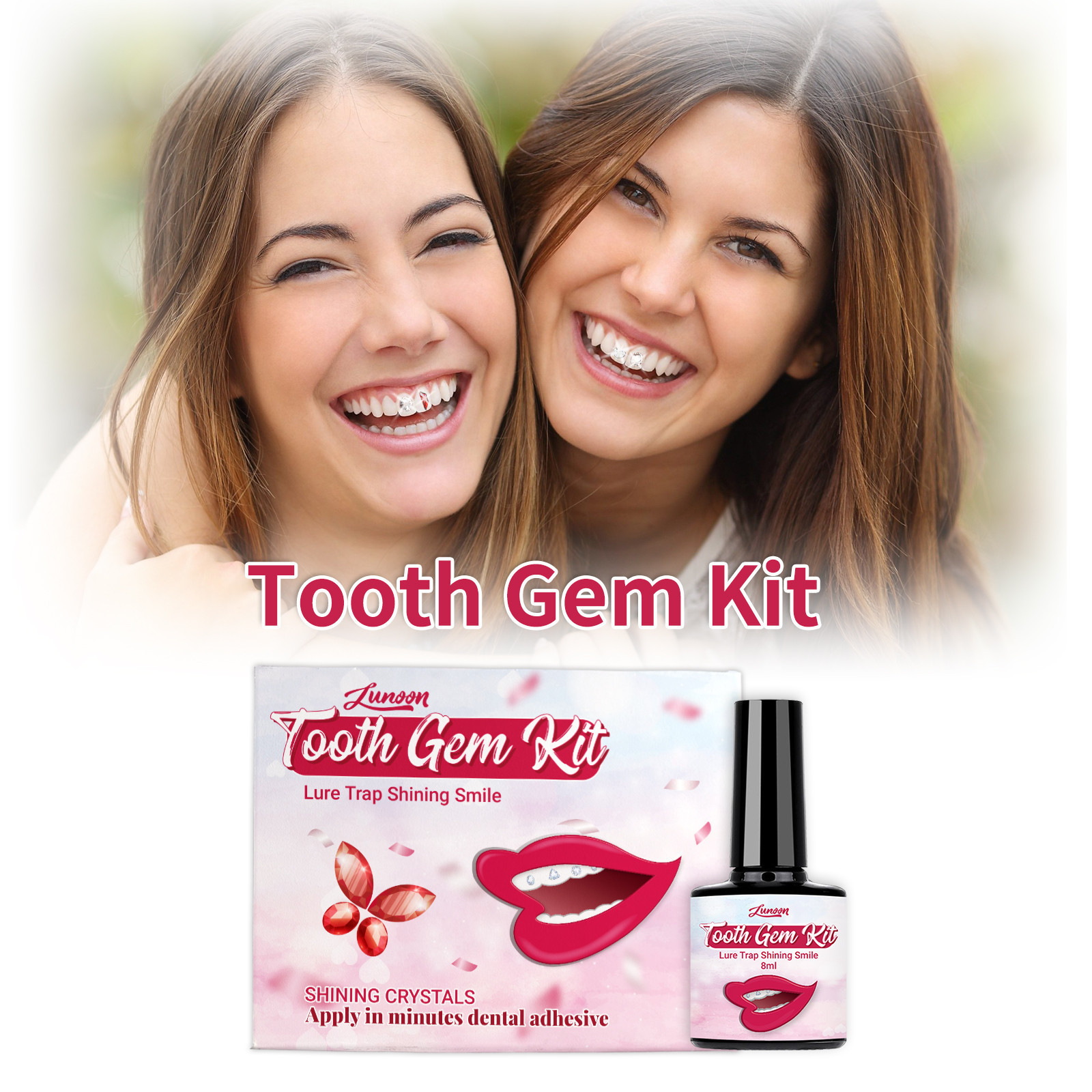 LUNOON Teeth Gem suit Easy to Remove Easy to Install Spice Girl Accessories Teeth Drill Teeth Accessories Shiny Sticks Cross-border Hot Sale