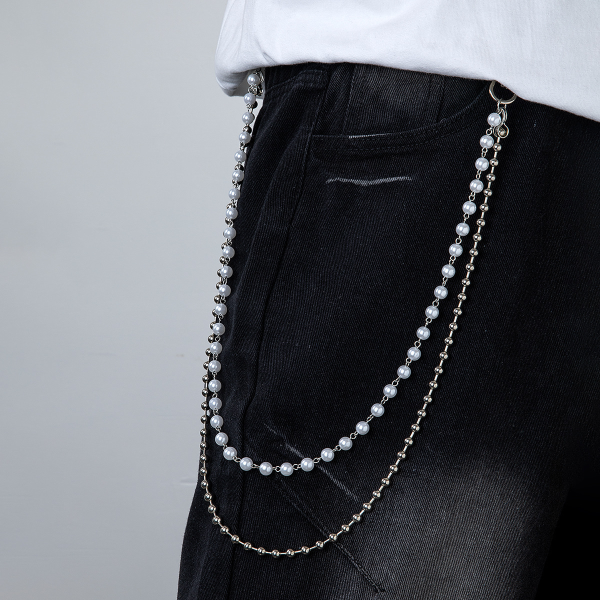Кросс-бодер популярные ювелирные изделия в стиле панк, имитация жемчуга из АБС, многоуровневая цепочка для джинсов, унисекс цепочка на талии